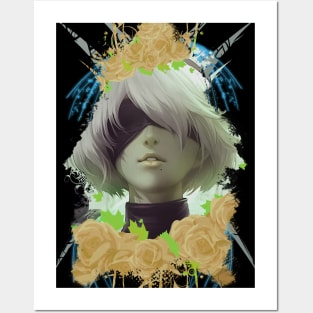 RobotGirl - Gold Roses Posters and Art